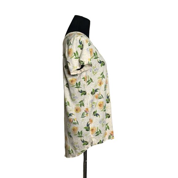 T. la cream yellow floral short sleeves tee size Small - Picture 6 of 11